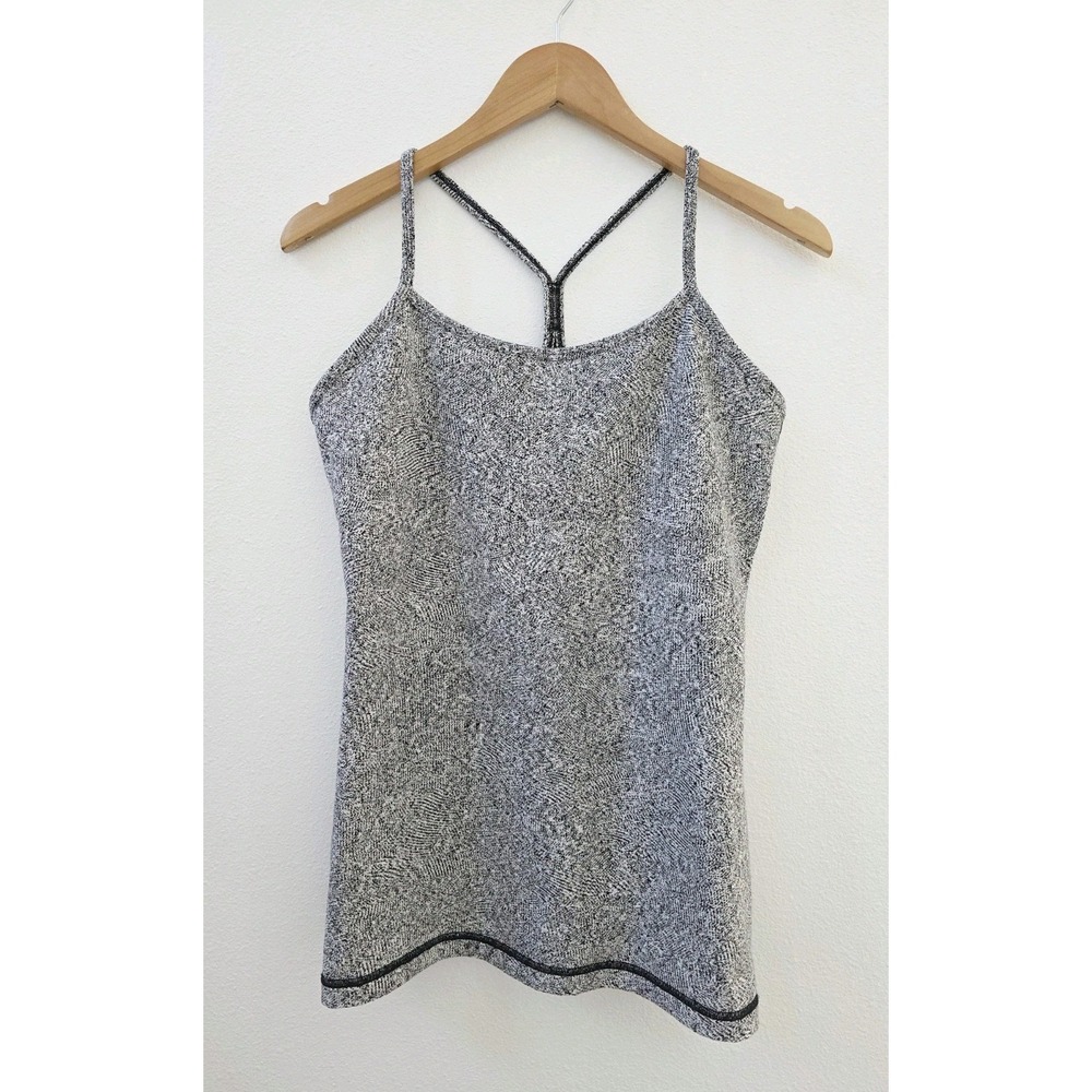 Lululemon Power Y Tank Top Women's Size 10 Black White Jacquard